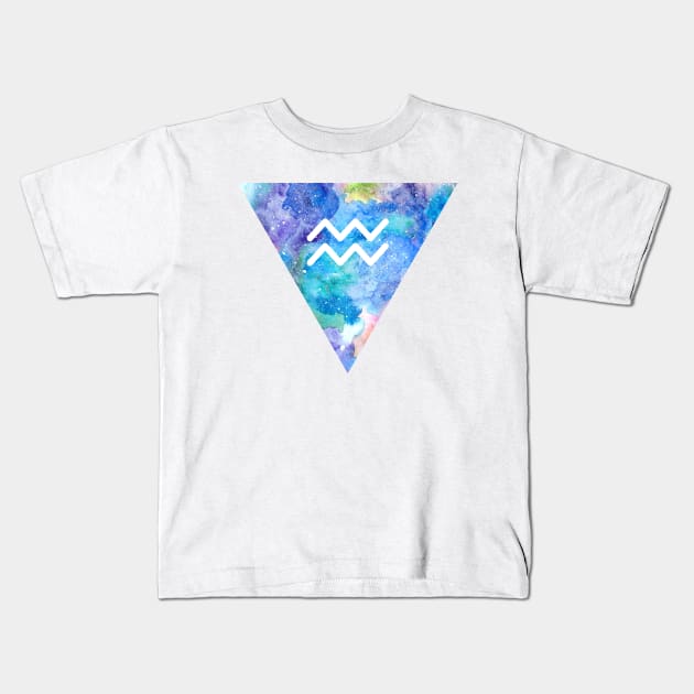 Aquarius Zodiac Kids T-Shirt by MarinaDemidova